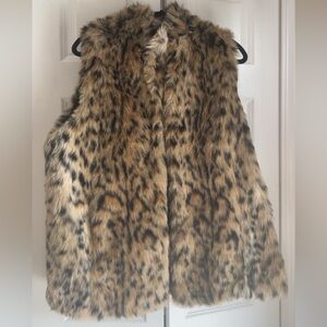 Avenue leopard Print Faux Fur Vest